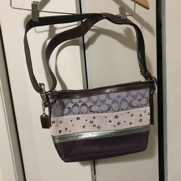 Coach Ladies Leather And Suede Crossbody/Shoulder Bag With Grommets - Picture 1 of 10